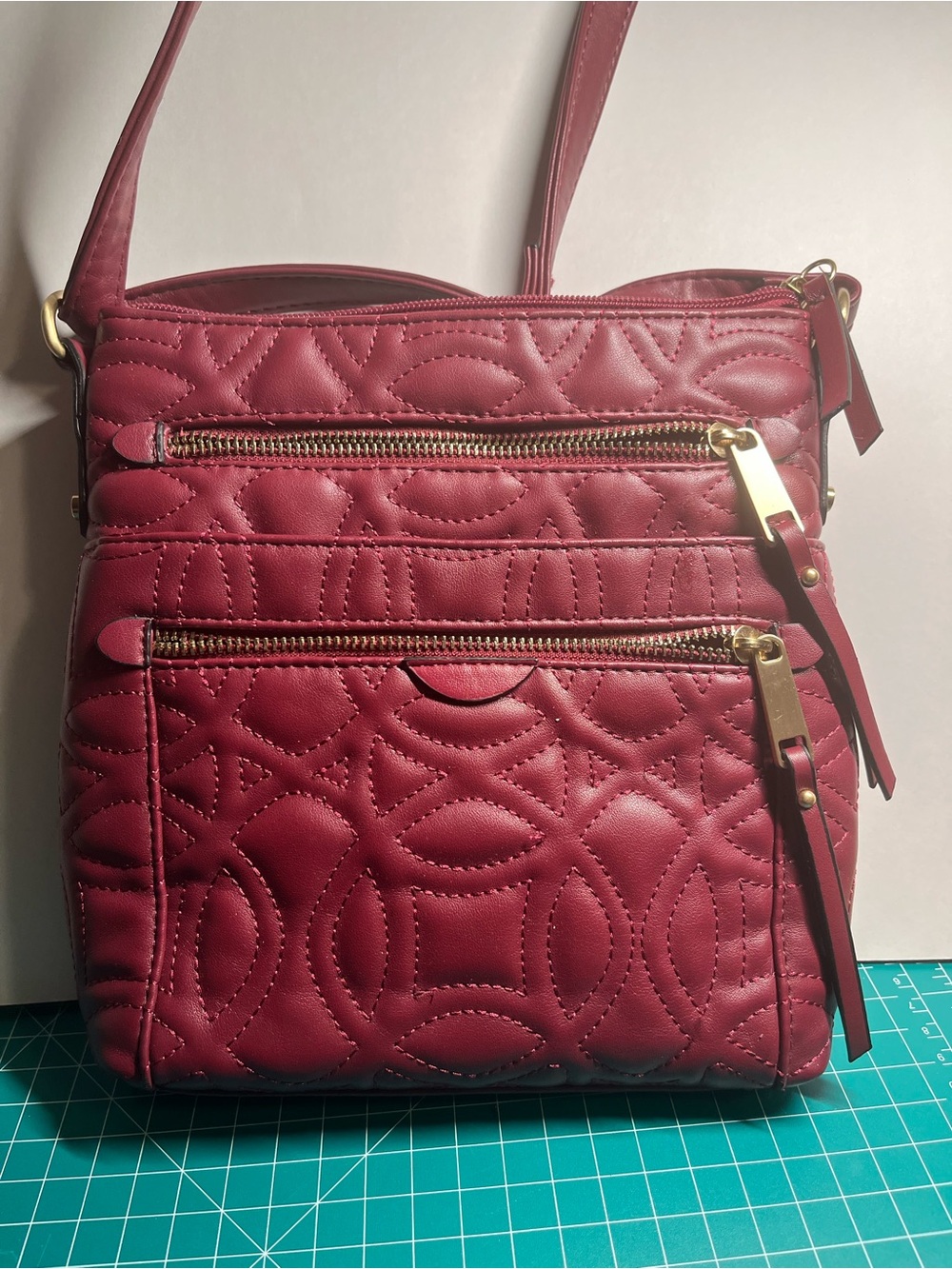 Quilted Crossbody Bag in Deep Wine Red - Women's Shoulder Bag